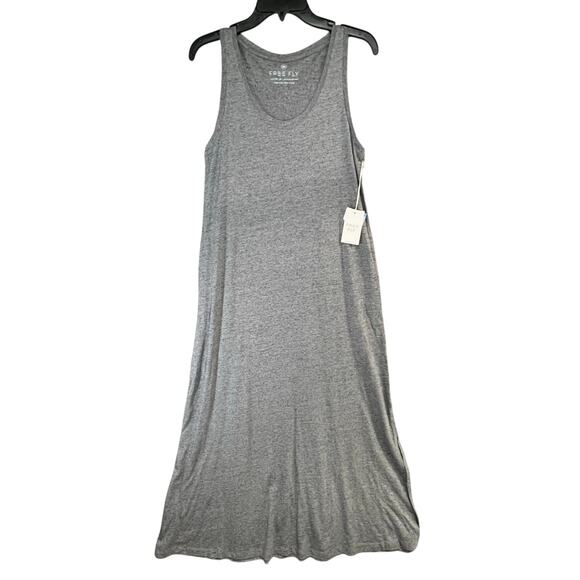 Free Fly Bamboo Heritage Midi Dress M Heather Flint Gray Cotton Bamboo Pockets - Picture 2 of 16
